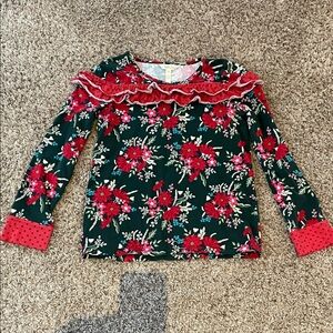Matilda Jane Festive Red and Green Floral Long Sleeve Tee